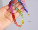 Solid Gold 14K Multi Gemstone Rainbow Beaded Necklace with a Diamond Star Charm
