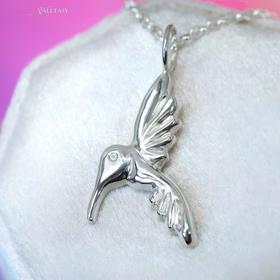 The Hummingbird Pendant - Colibri Sterling Silver Pendant on a Chain, Sculptural Hummingbird Charm The Hummingbird Pendant - Colibri Sterling Silver Pendant on a Chain, Sculptural Hummingbird Charm