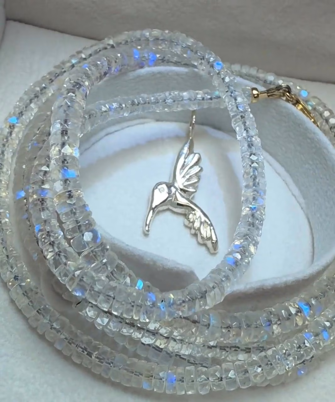 Colibri Sterling Silver Pendant on a Chain, Sculptural Hummingbird Charm