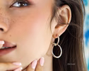 Double Hoop Earrings In Sterling Silver, Sculptural Dangle Earrings
