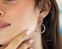 Double Hoop Earrings In Sterling Silver, Sculptural Dangle Earrings