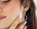 Double Hoop Earrings In Sterling Silver, Sculptural Dangle Earrings