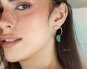 Emerald Hoop Earrings, Statement Dangle Earrings in Sterling Silver