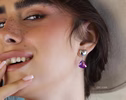 Hand-Sculpted Heart Earrings with Amethyst Hearts in Sterling Silver