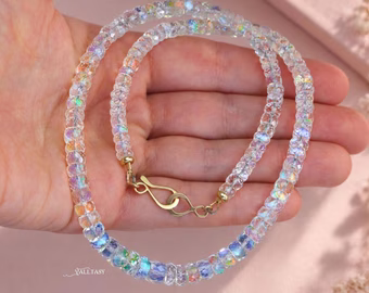 Madagascar Rainbow Moonstone Necklace in Gold Filled or Silver