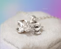 Orchid Flower Sterling Silver Pendant on a Chain, Sculptural Floral Charm
