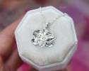 Orchid Flower Sterling Silver Pendant on a Chain, Sculptural Floral Charm
