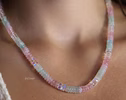 Pastel Moonstone Necklace with Rainbow Moonstone, Beaded Necklace with Aquamarine Morganite in Gold Filled