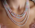 Pastel Moonstone Necklace with Rainbow Moonstone, Beaded Necklace with Aquamarine Morganite in Gold Filled