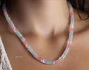 Pastel Moonstone Necklace with Rainbow Moonstone, Beaded Necklace with Aquamarine Morganite in Gold Filled
