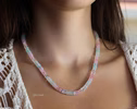 Pastel Moonstone Necklace with Rainbow Moonstone, Beaded Necklace with Aquamarine Morganite in Gold Filled