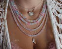 Pastel Moonstone Necklace with Rainbow Moonstone, Beaded Necklace with Aquamarine Morganite in Gold Filled