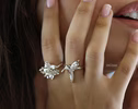 Sculptural Hummingbird Ring, Colibri Ring in Sterling Silver