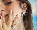 Sculptural Leaf Earrings, Floral Stud Earrings in Sterling Silver