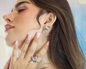 Sculptural Leaf Earrings, Floral Stud Earrings in Sterling Silver