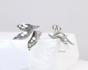 Sculptural Leaf Earrings, Floral Stud Earrings in Sterling Silver