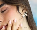 Sculptural Leaf Earrings, Floral Stud Earrings in Sterling Silver