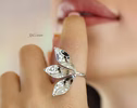 Sculptural Leaf Ring, Botanical Statement Ring in Sterling Silver