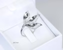 Sculptural Leaf Ring, Botanical Statement Ring in Sterling Silver