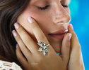Sculptural Leaf Ring, Botanical Statement Ring in Sterling Silver