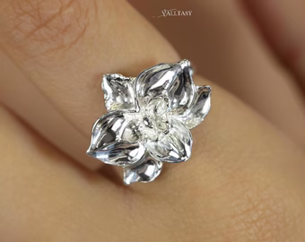 Sculptural Orchid Ring, Flower Ring in Sterling Silver