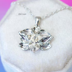 The Orchid Pendant - Orchid Flower Sterling Silver Pendant on a Chain, Sculptural Floral Charm The Orchid Pendant - Orchid Flower Sterling Silver Pendant on a Chain, Sculptural Floral Charm