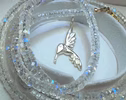 Sculptural Pendant with a Hummingbird or Orchid Flower, Handcrafted in Sterling Silver
