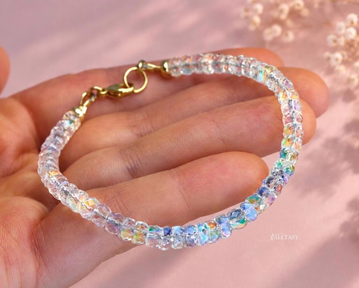 Solid Gold 14K Madagascar Rainbow Moonstone Bracelet