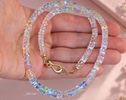 Solid Gold 14K Madagascar Rainbow Moonstone Necklace