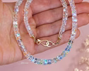 Solid Gold 14K Madagascar Rainbow Moonstone Necklace
