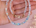 Solid Gold 14K Madagascar Rainbow Moonstone Necklace