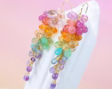 Rainbow Pastel Multi Gemstone Cluster Earrings in Gold Filled