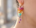 Rainbow Pastel Multi Gemstone Cluster Earrings in Gold Filled