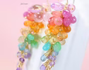 Rainbow Pastel Multi Gemstone Cluster Earrings in Gold Filled
