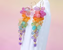 Rainbow Pastel Multi Gemstone Cluster Earrings in Gold Filled
