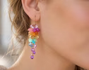 Rainbow Pastel Multi Gemstone Cluster Earrings in Gold Filled