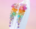 Rainbow Pastel Multi Gemstone Cluster Earrings in Gold Filled