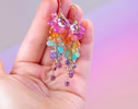 Rainbow Pastel Multi Gemstone Cluster Earrings in Gold Filled