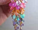 Rainbow Pastel Multi Gemstone Cluster Earrings in Gold Filled