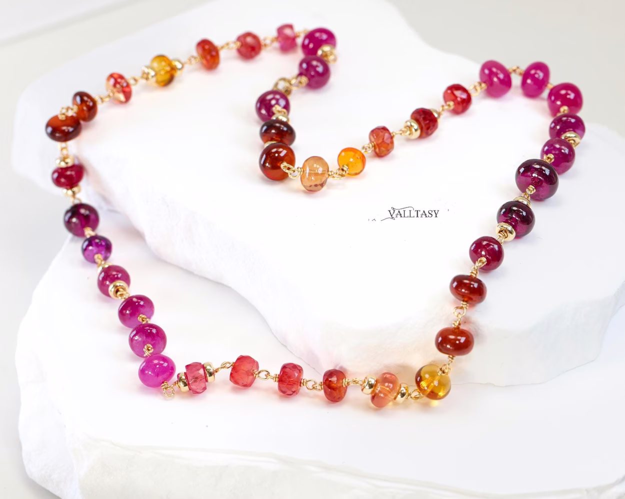 Solid Gold 14K Multi Gemstone Necklace Wire Wrapped in Gold, Gemmy Necklace, Colorful Multi Stone Necklace