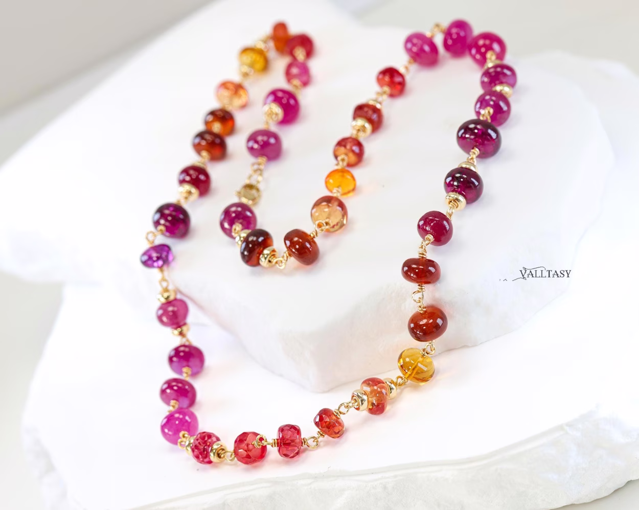 Solid Gold 14K Multi Gemstone Necklace Wire Wrapped in Gold, Gemmy Necklace, Colorful Multi Stone Necklace