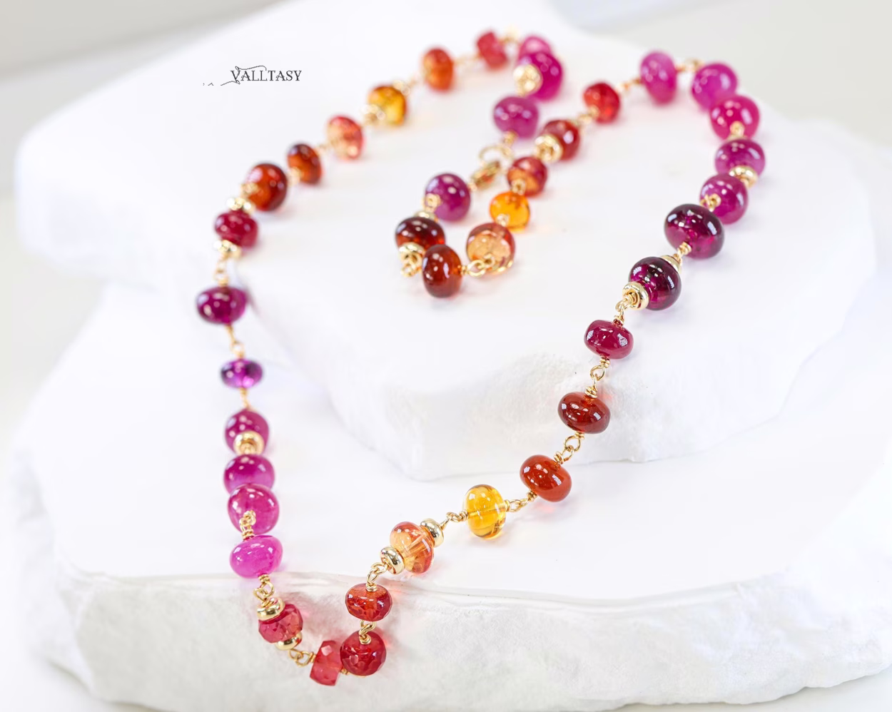 Solid Gold 14K Multi Gemstone Necklace Wire Wrapped in Gold, Gemmy Necklace, Colorful Multi Stone Necklace