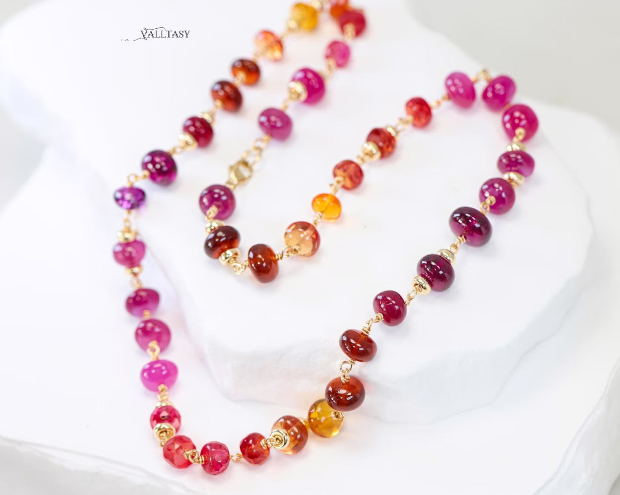 Solid Gold 14K Multi Gemstone Necklace Wire Wrapped in Gold, Gemmy Necklace, Colorful Multi Stone Necklace