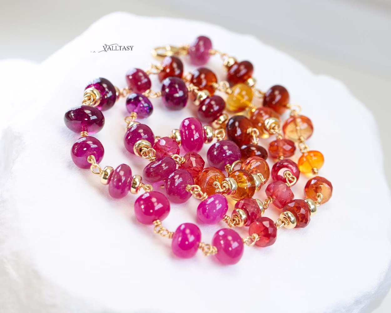 Solid Gold 14K Multi Gemstone Necklace Wire Wrapped in Gold, Gemmy Necklace, Colorful Multi Stone Necklace