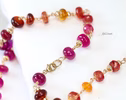 Solid Gold 14K Multi Gemstone Necklace Wire Wrapped in Gold, Gemmy Necklace, Colorful Multi Stone Necklace