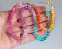 Solid Gold 14K Multi Gemstone Pastel Rainbow Beaded Necklace with a North Star Charm