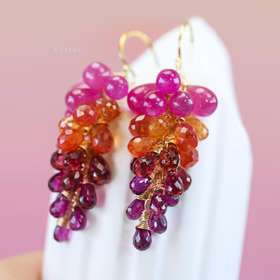 The Sunset Earrings - Sunset Gemstone Cluster Earrings, Sapphire Ruby Drop Earrings in Gold Filled The Sunset Earrings - Sunset Gemstone Cluster Earrings, Sapphire Ruby Drop Earrings in Gold Filled