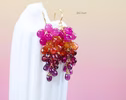 Sunset Gemstone Cluster Earrings, Sapphire Ruby Drop Earrings in Gold Filled