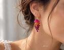 Sunset Gemstone Cluster Earrings, Sapphire Ruby Drop Earrings in Gold Filled